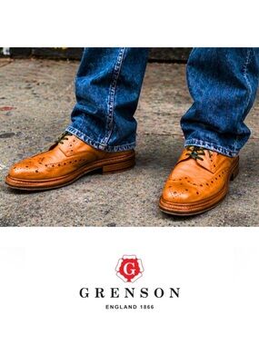 Grenson Archie Brogue Wingtip in Tan size UK 10-1/2 G